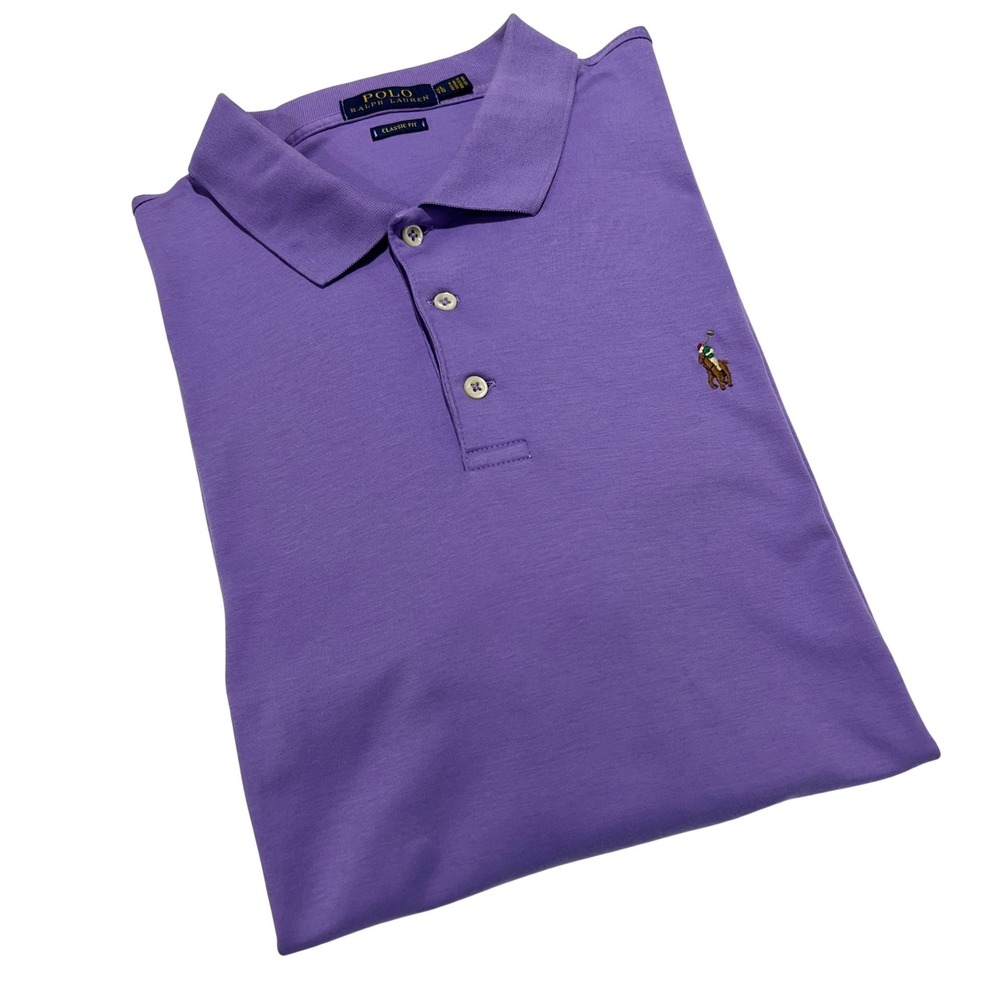 Polo Ralph Lauren Polo Shirt Mens XL Purple Classic Fit Pony Logo Luxury EO7
